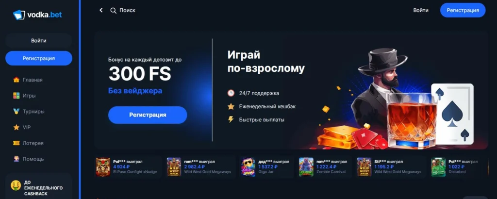 Бонусы в казино Vodka Bet